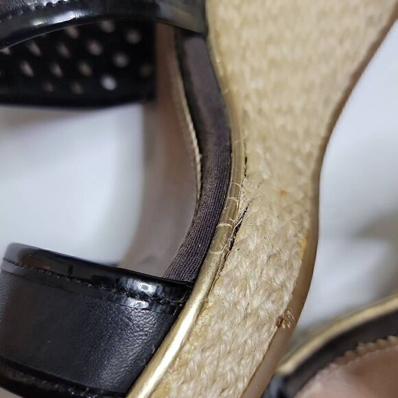 Sperry Top Sider Leather Wedges Eyelet Sisal Rope Slide On Sandals Tan Brown - Picture 11 of 16